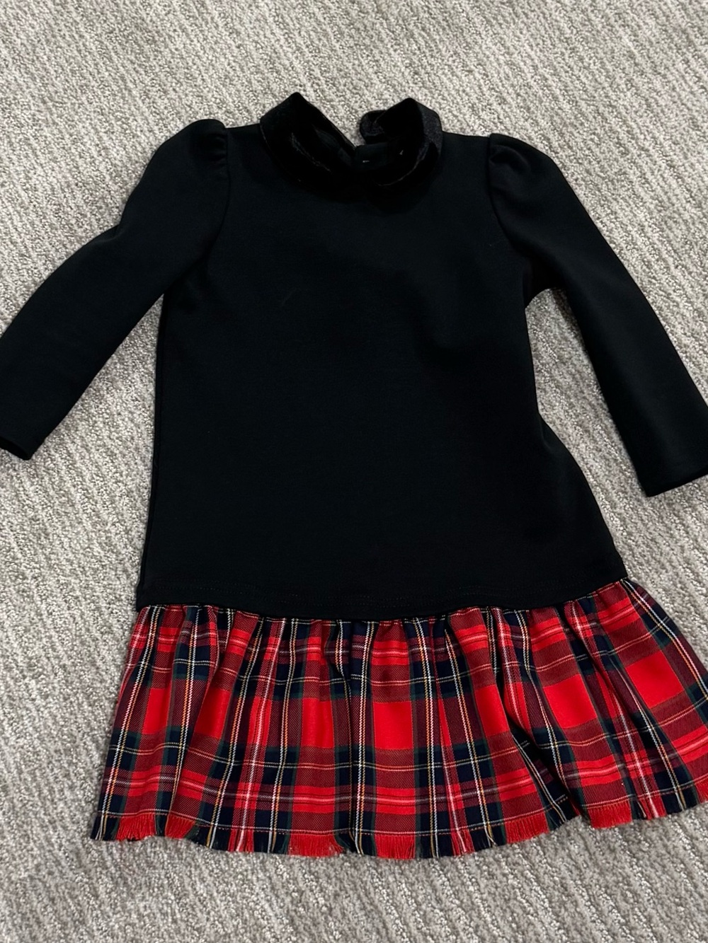 Polo by Ralph Lauren Black Top with Red Plaid Skirt Girls Dress